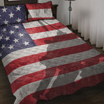 American Flag War Memorial Print Quilt Bed Set