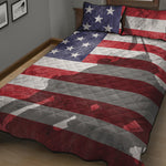 American Flag War Memorial Print Quilt Bed Set
