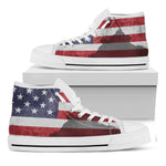 American Flag War Memorial Print White High Top Shoes