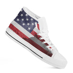 American Flag War Memorial Print White High Top Shoes