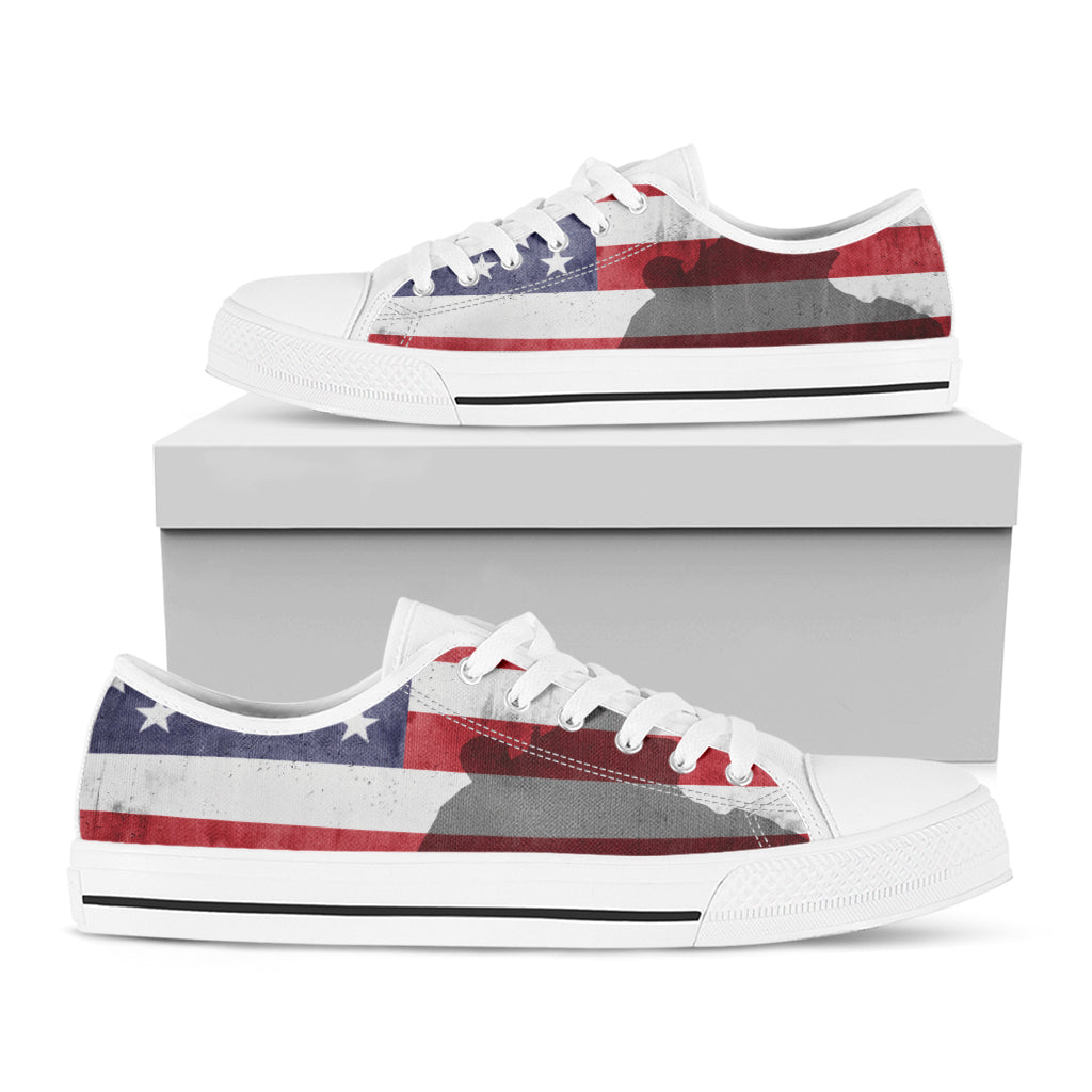 American Flag War Memorial Print White Low Top Shoes