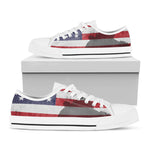 American Flag War Memorial Print White Low Top Shoes