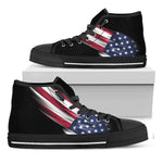American Flag Wing Print Black High Top Shoes