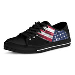 American Flag Wing Print Black Low Top Shoes 