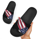 American Flag Wing Print Black Slide Sandals