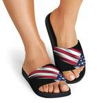 American Flag Wing Print Black Slide Sandals