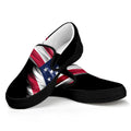 American Flag Wing Print Black Slip On Sneakers