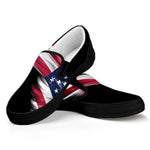 American Flag Wing Print Black Slip On Shoes