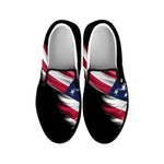 American Flag Wing Print Black Slip On Shoes