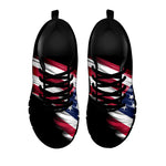 American Flag Wing Print Black Sneakers