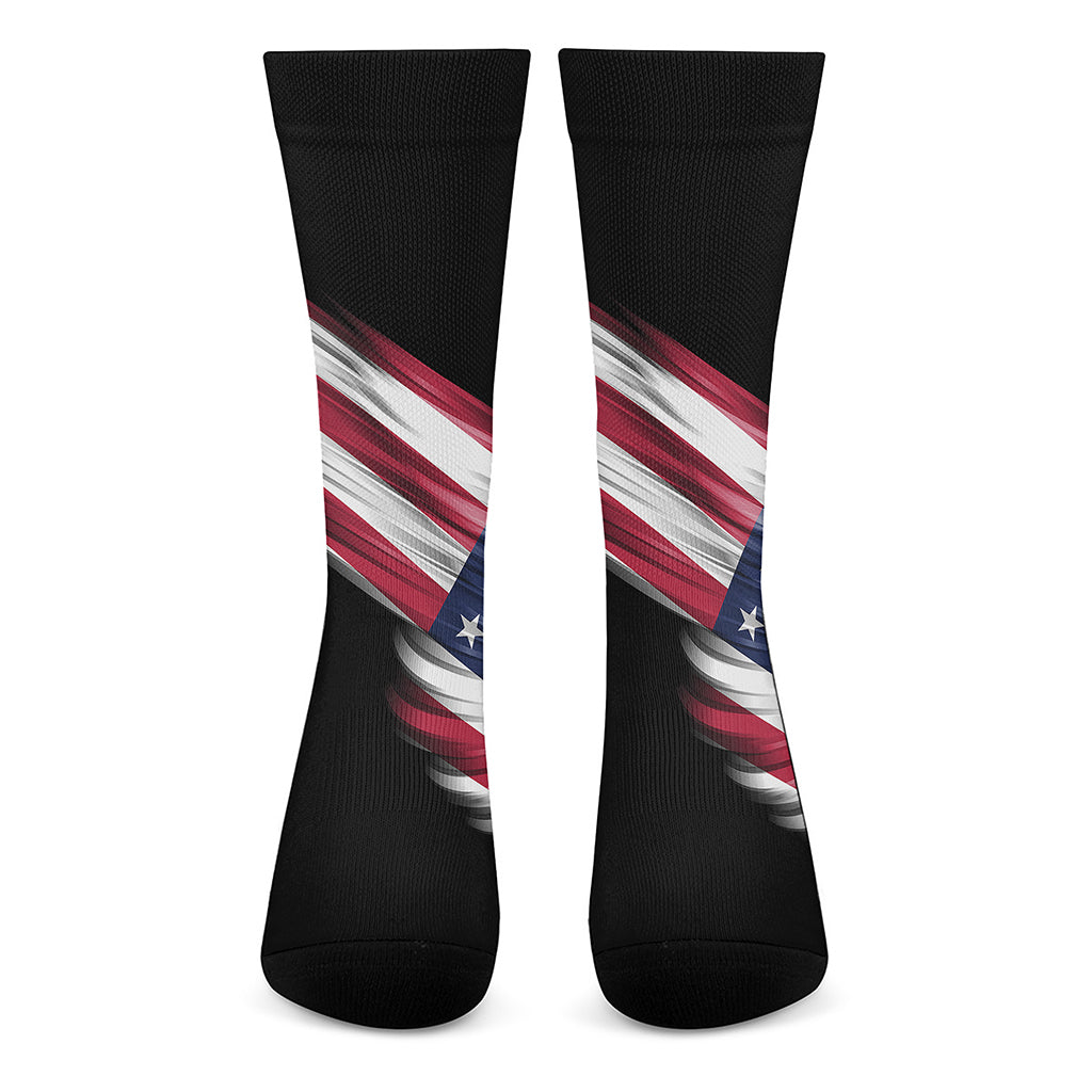 American Flag Wing Print Crew Socks