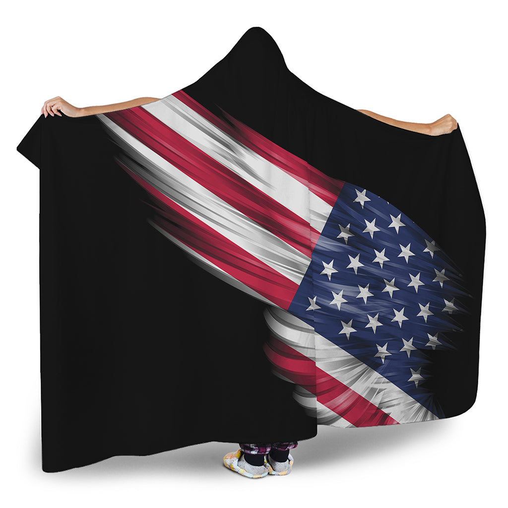 American Flag Wing Print Hooded Blanket