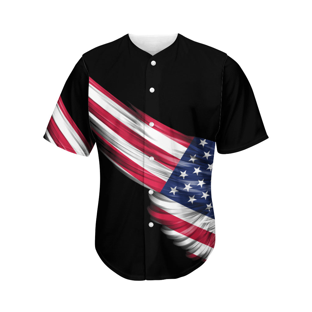 American Flag Wing Print Men's Baseball Jersey