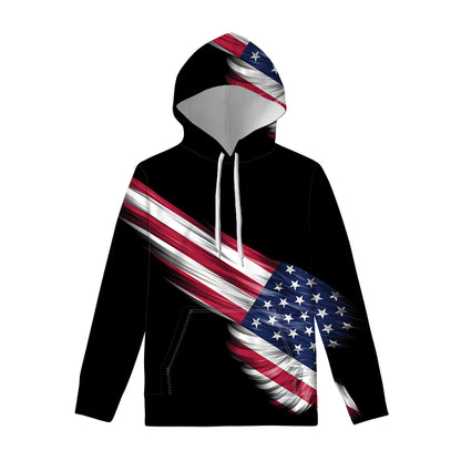 American Flag Wing Print Pullover Hoodie