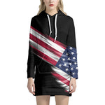 American Flag Wing Print Pullover Hoodie Dress