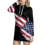 American Flag Wing Print Pullover Hoodie Dress