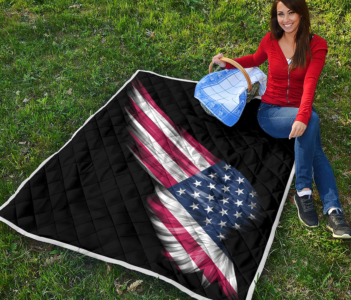 American Flag Wing Print Quilt