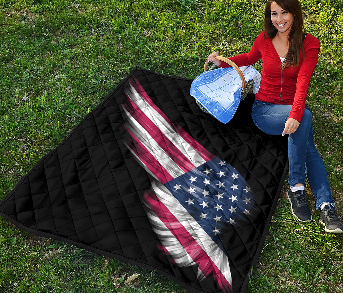 American Flag Wing Print Quilt
