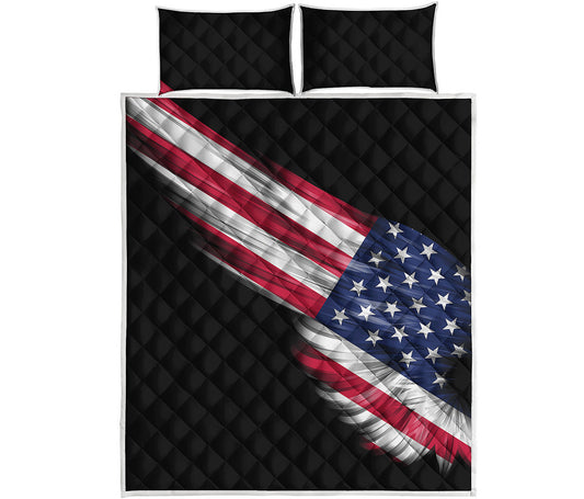 American Flag Wing Print Quilt Bed Set