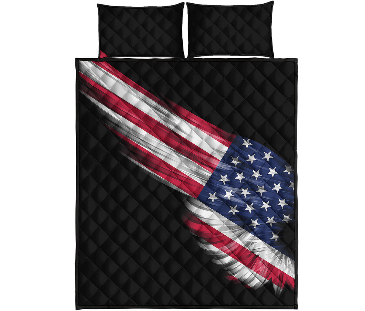 American Flag Wing Print Quilt Bed Set