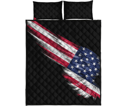 American Flag Wing Print Quilt Bed Set