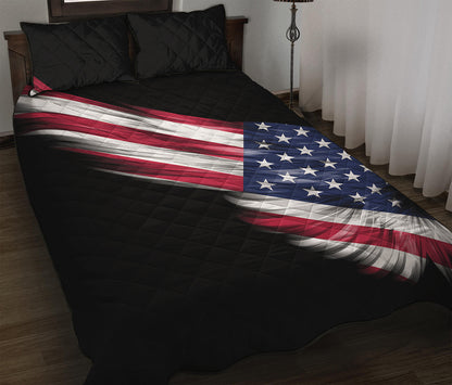 American Flag Wing Print Quilt Bed Set