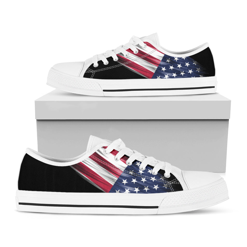 American Flag Wing Print White Low Top Shoes