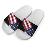 American Flag Wing Print White Slide Sandals