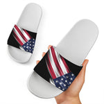 American Flag Wing Print White Slide Sandals