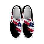 American Flag Wing Print White Slip On Shoes