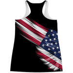 American Flag Wing Print Women's Racerback Tank Top