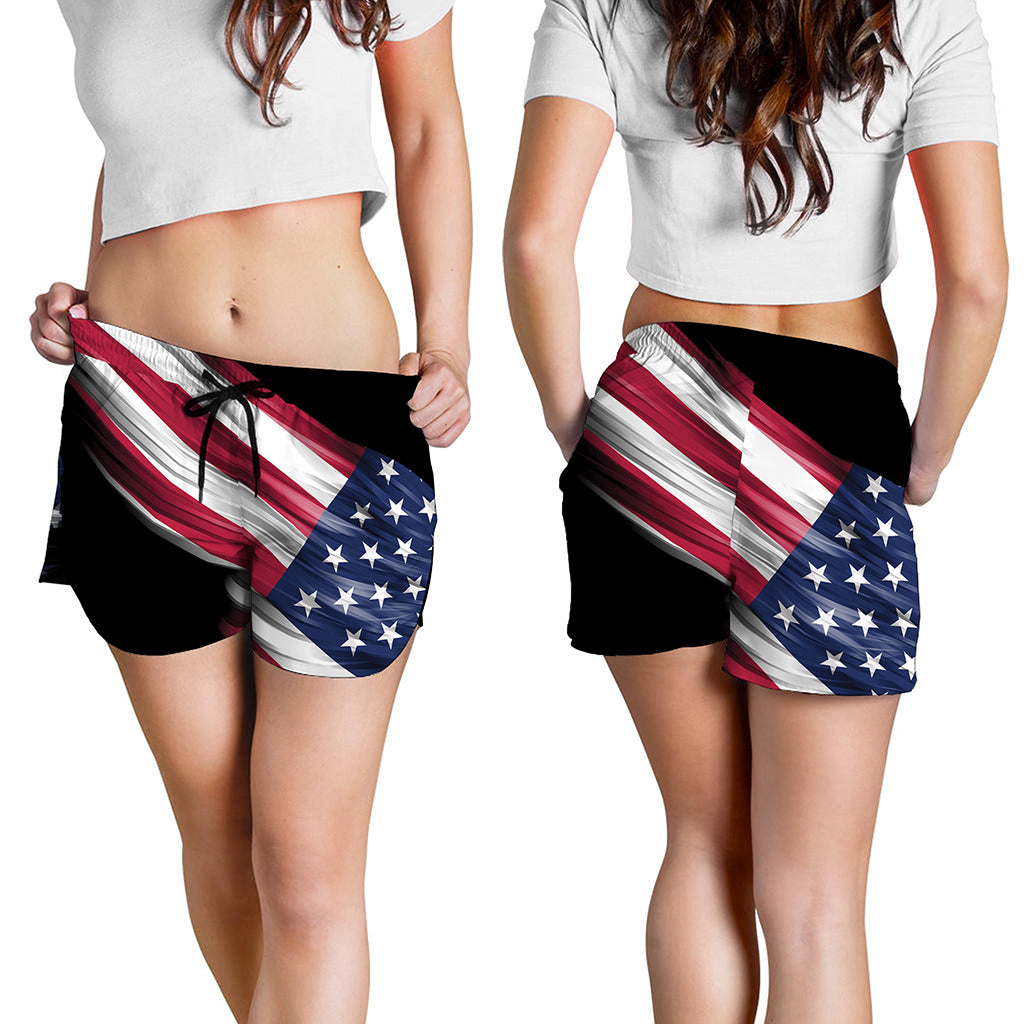 American Flag Wing Print Women's Shorts