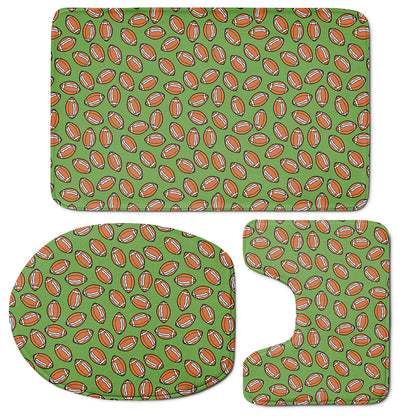 American Football Ball Pattern Print 3 Piece Bath Mat Set