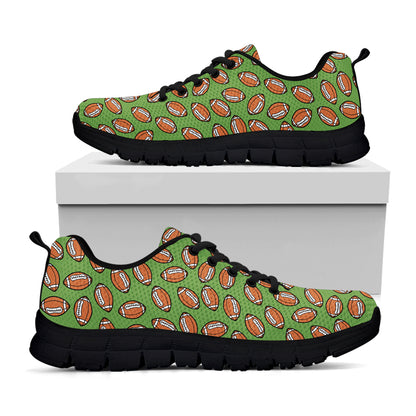 American Football Ball Pattern Print Black Sneakers