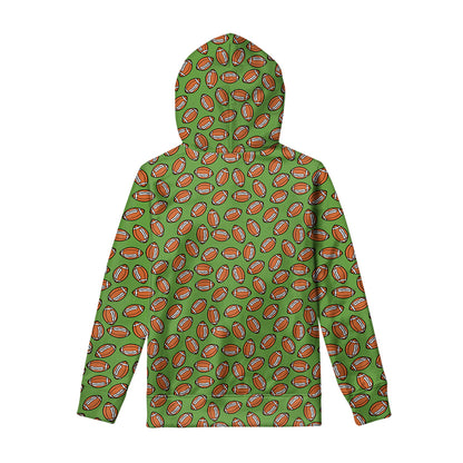 American Football Ball Pattern Print Pullover Hoodie