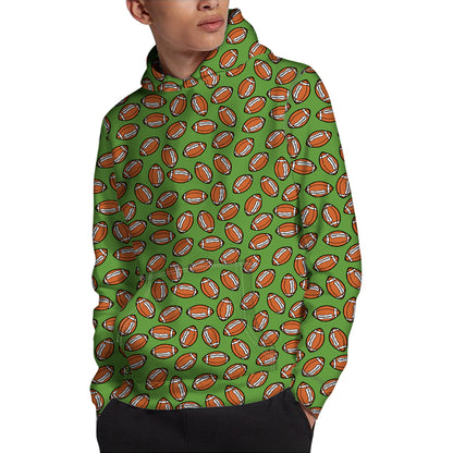 American Football Ball Pattern Print Pullover Hoodie
