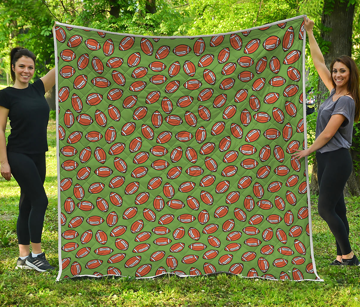 American Football Ball Pattern Print Quilt