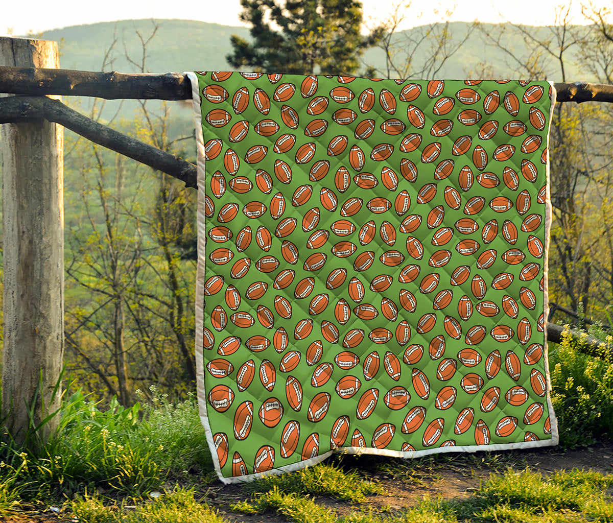 American Football Ball Pattern Print Quilt