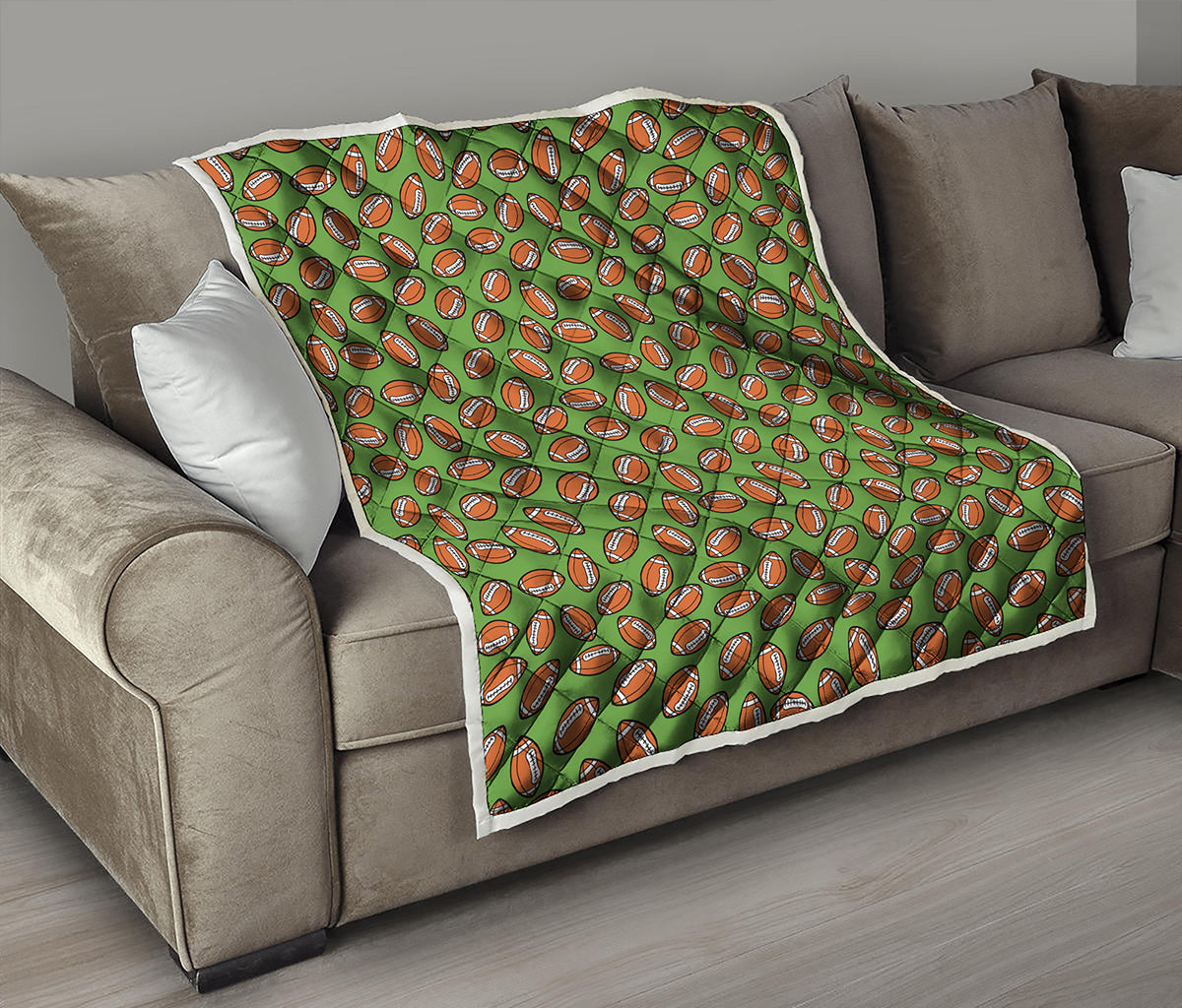 American Football Ball Pattern Print Quilt