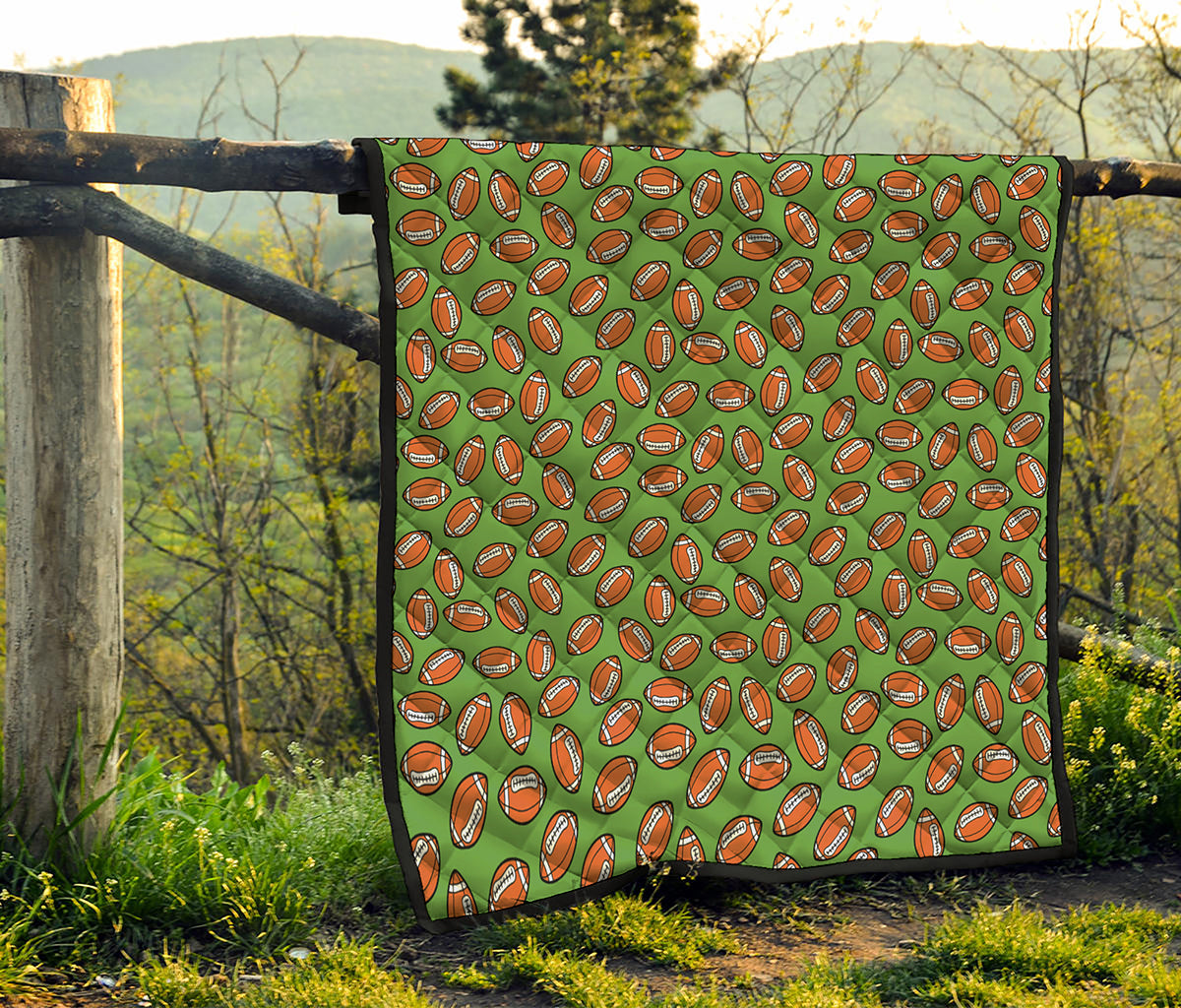 American Football Ball Pattern Print Quilt