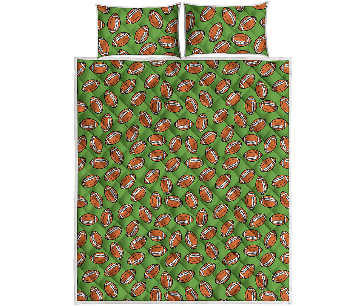 American Football Ball Pattern Print Quilt Bed Set