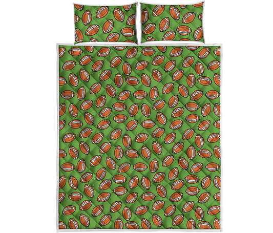 American Football Ball Pattern Print Quilt Bed Set