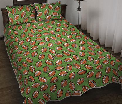 American Football Ball Pattern Print Quilt Bed Set