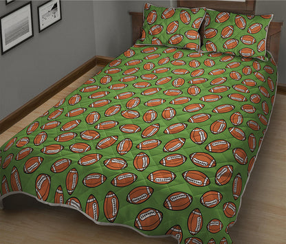 American Football Ball Pattern Print Quilt Bed Set