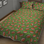 American Football Ball Pattern Print Quilt Bed Set