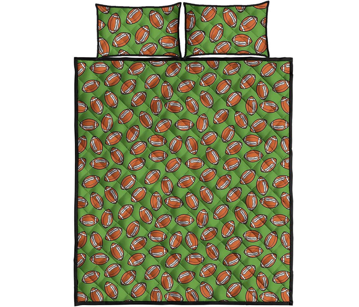 American Football Ball Pattern Print Quilt Bed Set