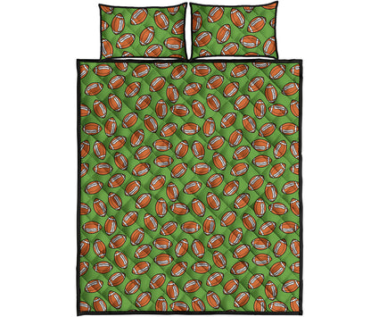 American Football Ball Pattern Print Quilt Bed Set