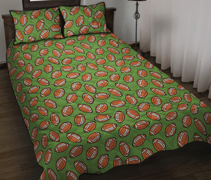 American Football Ball Pattern Print Quilt Bed Set