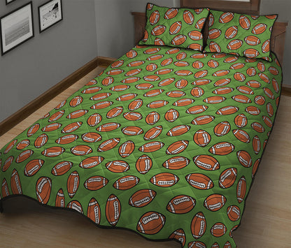 American Football Ball Pattern Print Quilt Bed Set