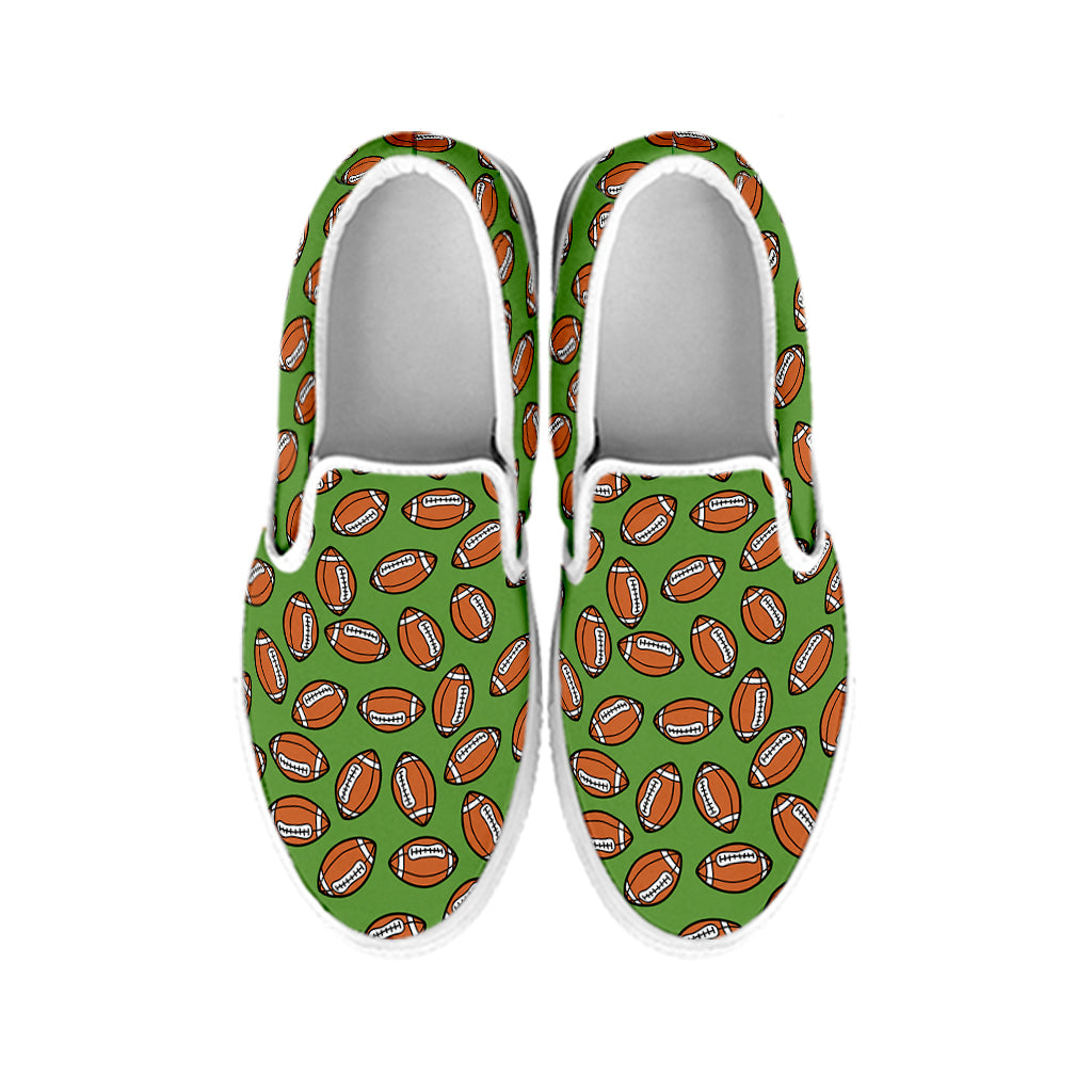 American Football Ball Pattern Print White Slip On Shoes